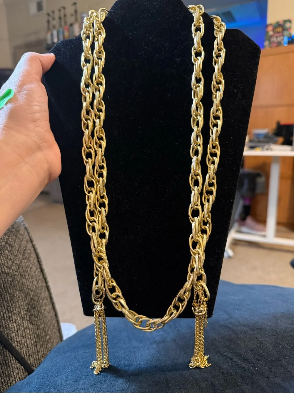 paparazzi Gold Double-Link Tassel Necklace